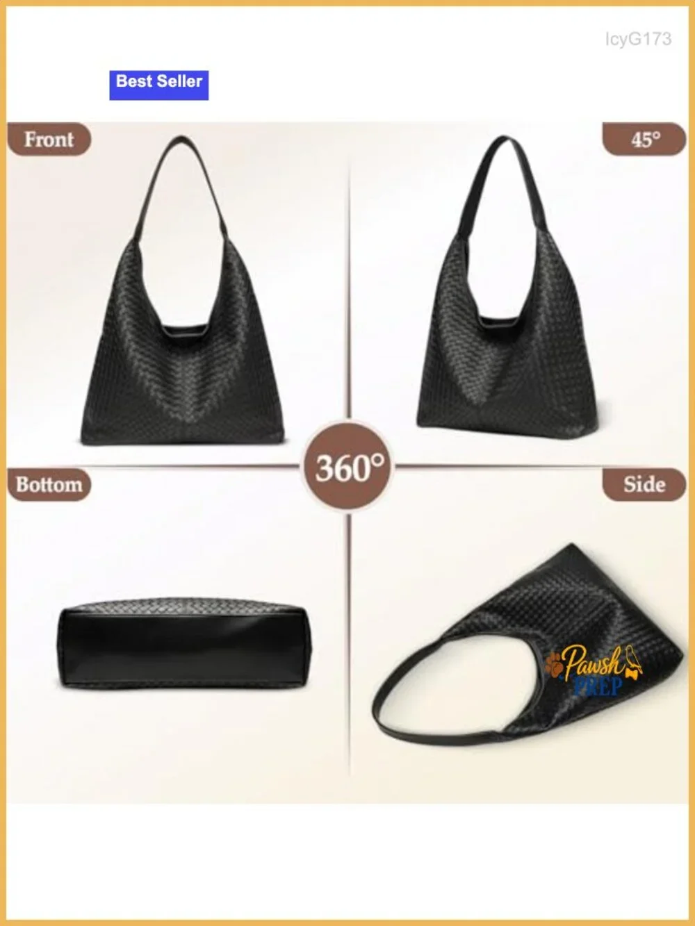 Woven Textured Vegan Leather Hobo Tote Bag Large Slouchy Purse for Women